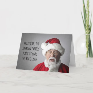 Cartão Nome da Família Editável Diversão Papai Noel Lista