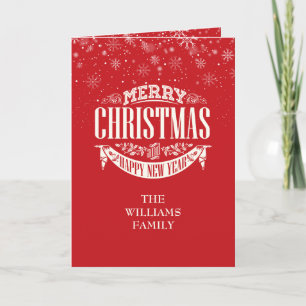 Cartão Nome da Família Feliz Natal Feliz Ano Novo