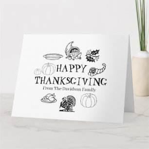 Cartão Nome da família personalizada Feliz Ação de Gra