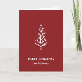 Cartão Nome da Família Personalizado Árvore de Natal Feli