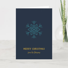 Cartão Nome da Família Personalizado Feliz Natal Floco de