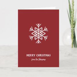 Cartão Nome da Família Personalizado Feliz Natal Floco de