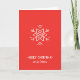Cartão Nome da Família Personalizado Feliz Natal Floco de