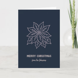 Cartão Nome da Família Personalizado Flor de Natal Feliz