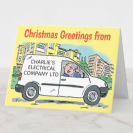 Cartão Nome de empresa elétrica na placa de Natal Van