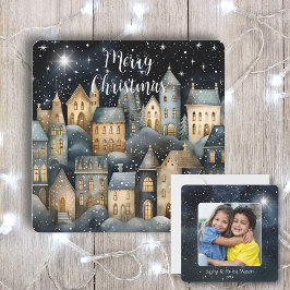 Cartão Nome de Foto da Família Vintage Vintage Village Fe