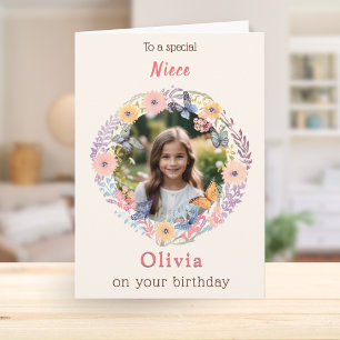 Cartão Nome de Foto Personalizada Lindas Flores Aniversár
