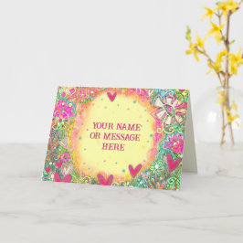 Cartão Nome de Personalização Floral Amarelo Inspirivity