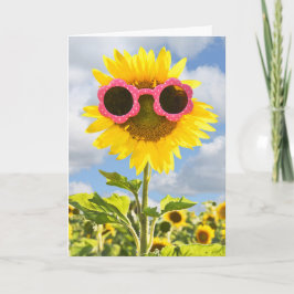 Cartão Nome Dia Girassol com Placa de Óculos de Sol