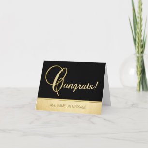 Cartão Nome Elegante Personalizado Preto Dourado PARABÉNS