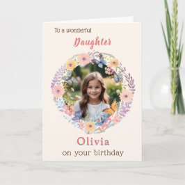 Cartão Nome Floral Personalizado para Foto de Aniversário