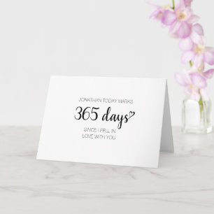Cartão Nome personalizado 1 ano 365 dias de aniversário 