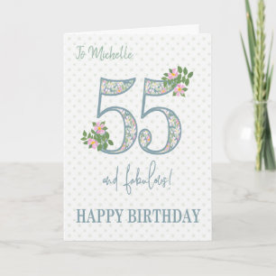 Cartão Nome Personalizado 55.o Aniversário Floral e Plac