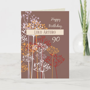 Cartão Nome personalizado Avô 90 Birthday Brown