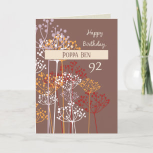 Cartão Nome personalizado Avô 92º Aniversário Brown