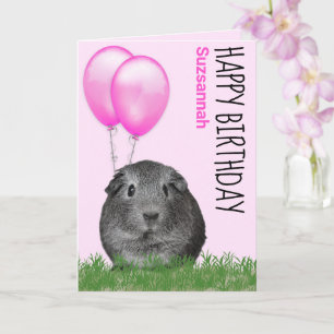 Cartão Nome Personalizado Balões Rosa-Rosa de Aniversário