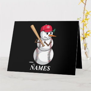 Cartão Nome Personalizado Baseball Snowman Balls Snow Xma