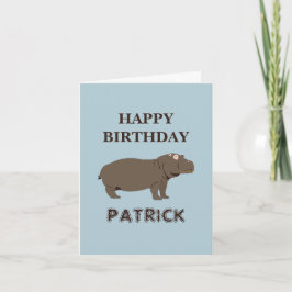 Cartão Nome Personalizado Birthday Hippopotamus Hippo