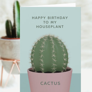 Cartão Nome Personalizado Cactus HousePlant Birthday