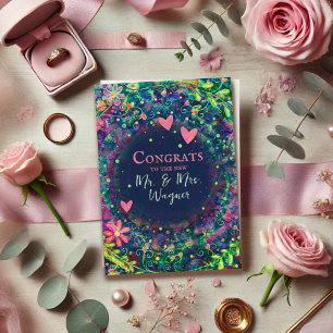 Cartão Nome Personalizado Casado Moderno Roxo Elegante