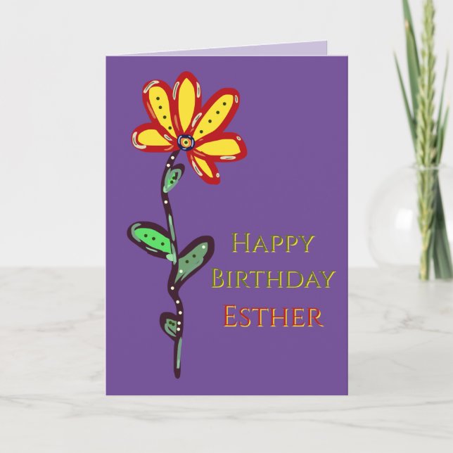 Cartão Nome Personalizado com Flor no Roxo (Frente)