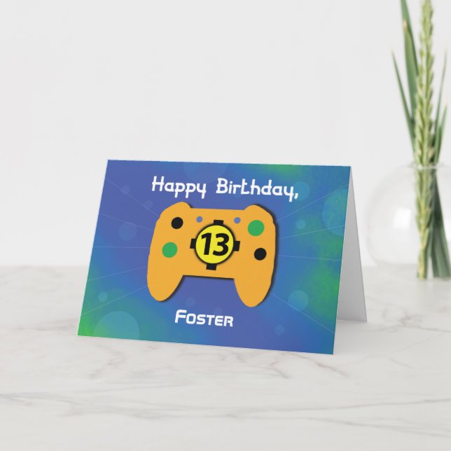Cartão Nome Personalizado Controlador Aniversário Gamer D (Frente)