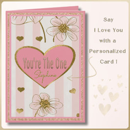 Cartão Nome Personalizado Corações Dourados Rosa Namorado