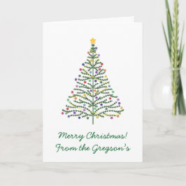 Cartão Nome Personalizado da Árvore de Natal Verde Festiv