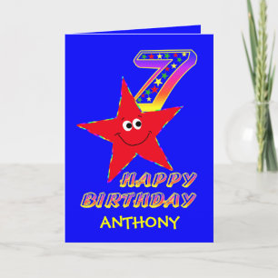 Cartão Nome Personalizado de Aniversário do Red Star 7