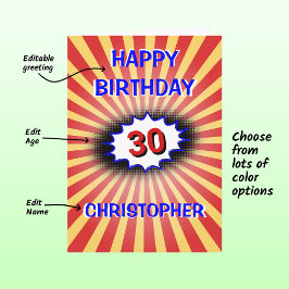 Cartão Nome personalizado de aniversário e retrato de ida