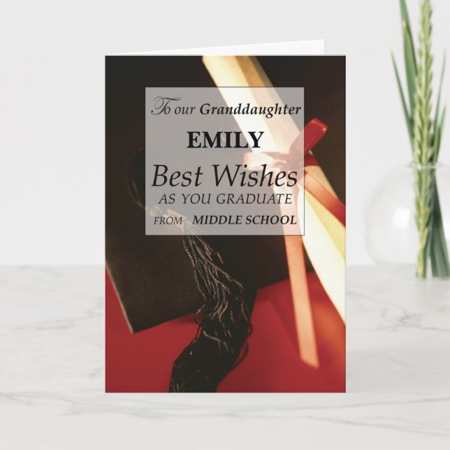 Cartão Nome Personalizado de Graduação da Escola Média da (Frente)