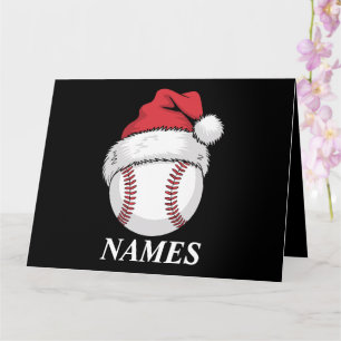 Cartão Nome Personalizado de Natal Baseball Santa Hat
