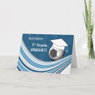Cartão Nome Personalizado do 5º Grau Número Formando Azul