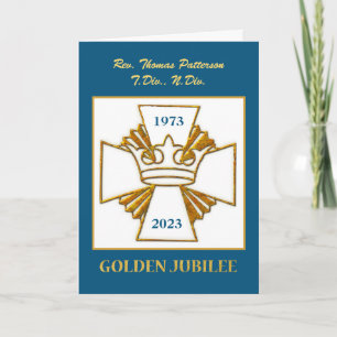 Cartão Nome Personalizado do Jubileu do ouro e Coroa Dour