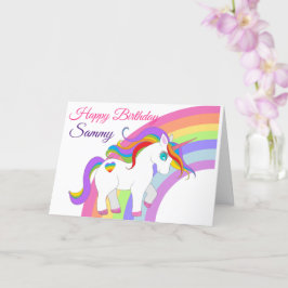 Cartão Nome Personalizado do Unicórnio de Aniversário da 