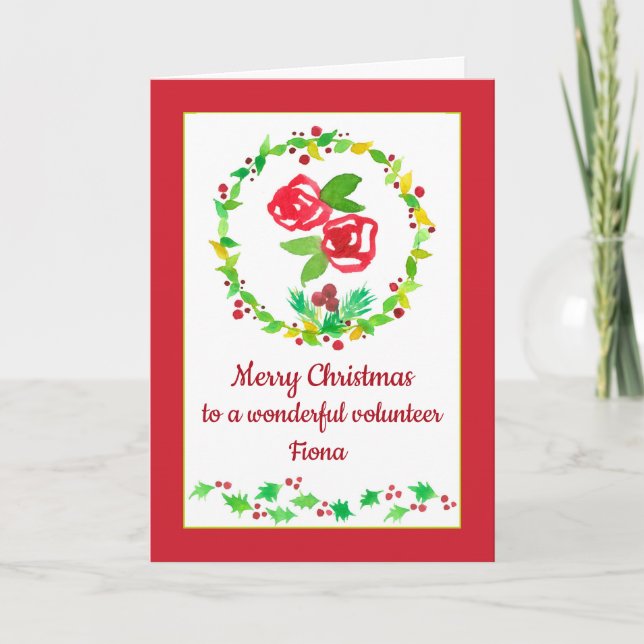 Cartão Nome Personalizado do Voluntário Feliz de Natal (Frente)