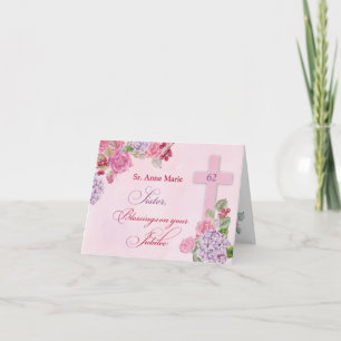 Cartão Nome personalizado e aniversário da vida religios