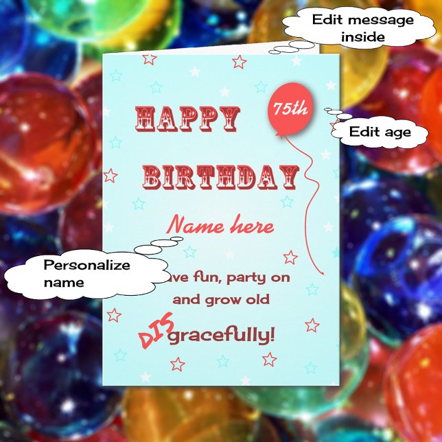 Cartão Nome personalizado e idade engraçada envelhecendo  (Criador carregado)