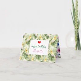 Cartão Nome Personalizado e Texto do Cockatiel Lover Aniv