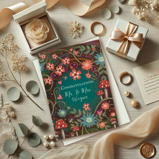 Cartão Nome Personalizado Elegante Bonito Mushroom (Criador carregado)