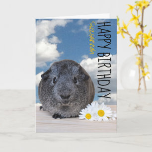Cartão Nome Personalizado Feliz Aniversário Guiné Porco