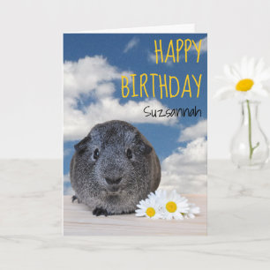 Cartão Nome Personalizado Feliz Aniversário Guiné Porco M