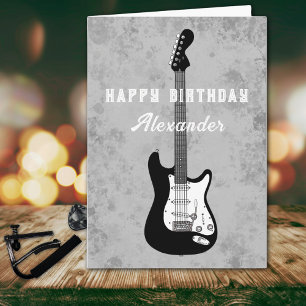 Cartão Nome Personalizado Feliz Aniversário Guitarra Elét