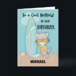 Cartão Nome Personalizado Nephew Birthday Beach Funny Rac<br><div class="desc">Em breve será o aniversário de um sobrinho mais querido. Independentemente da idade que tiver, ele certamente vai gostar de receber este cartão divertido para o seu dia especial. Faça uma cópia agora para dar a ele. Mas espere, não se esqueça de personalizar o nome dele na frente deste cartão...</div>