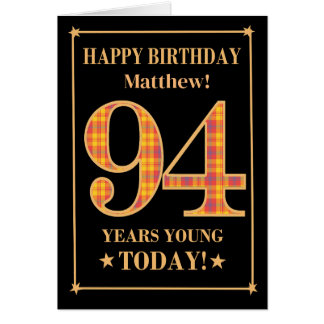 Cartão Nome Personalizado ou Relação 94.o Aniversário Car