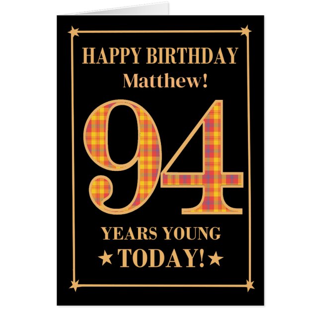 Cartão Nome Personalizado ou Relação 94.o Aniversário Car (Frente)