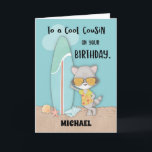 Cartão Nome Personalizado Primo Birthday Beach Funny Racc<br><div class="desc">Jon,  na comemoração do aniversário de seu primo acontecendo em breve,  dando-lhe o cartão temático deste verão com um guaxinim legal exibido no cobrir. Isso certamente trará muita diversão para sua celebração e certamente trará risos em seu rosto.</div>