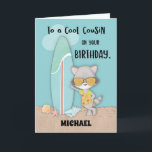 Cartão Nome Personalizado Primo Birthday Beach Funny Racc<br><div class="desc">Jon,  na comemoração do aniversário de seu primo acontecendo em breve,  dando-lhe o cartão temático deste verão com um guaxinim legal exibido no cobrir. Isso certamente trará muita diversão para sua celebração e certamente trará risos em seu rosto.</div>