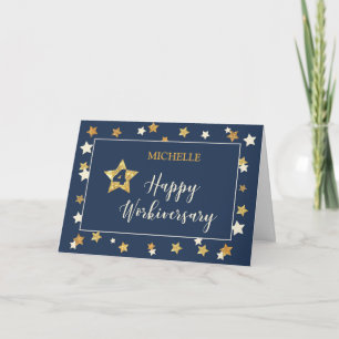 Cartão Nome Personalizado Quarto Aniversário de Trabalho 