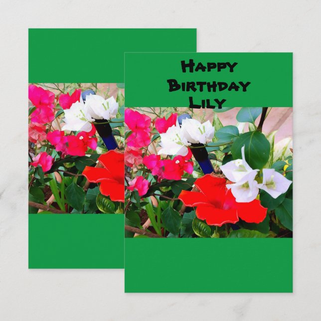 Cartão Nome personalizado Red Hibiscus Hibiscus Watercolo (Frente/Verso)